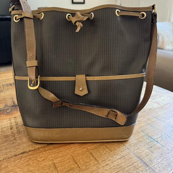 70’Vintage Charles Jourdan Leather Khaki Olive Tan Bag - Picture 4 of 16